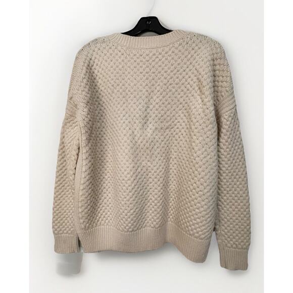 Womens Vince Cream Yak Wool Pull Crew Neck Over Knit Sweater Side Slit Sweater-S - Picture 4 of 7